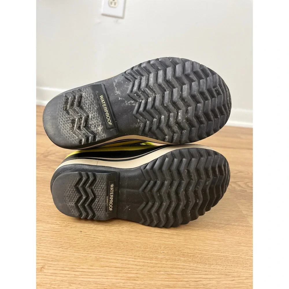 Sorel Winter Waterproof Snow Boots Kids 1 Navy Blue‎ Yellow Yoot Pac NY1443-591